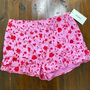 Likely NWT Womens Pink Floral Ruffle Shorts Sz 10
